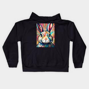 Rainbow Hare #007 Kids Hoodie